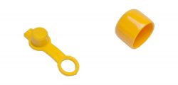 Füllnippelschutz mit Schlaufe  & Ventilschutzkappe gelb