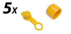 5er Set Füllnippelschutz mit Schlaufe & Ventilschutzkappe gelb