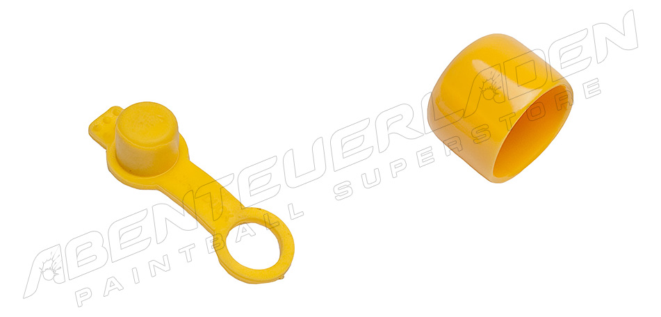 Füllnippelschutz mit Schlaufe & Ventilschutzkappe gelb